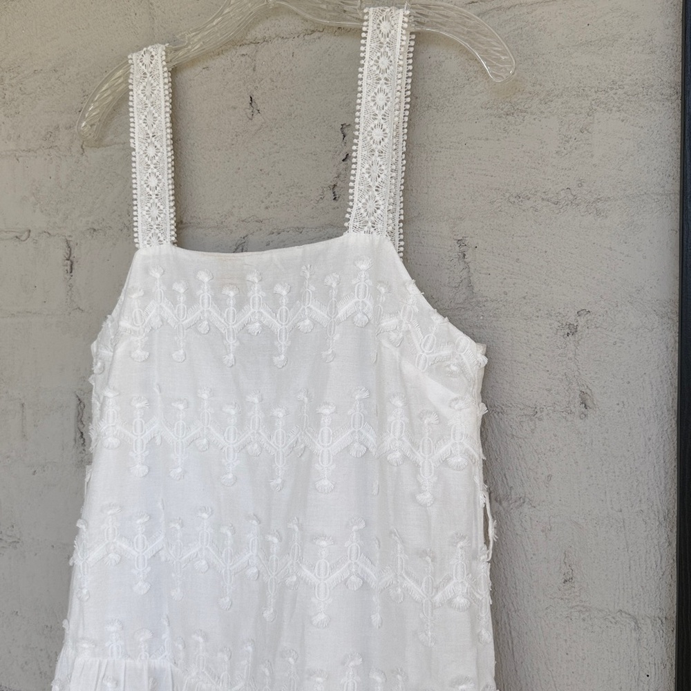 Zara White Embroidered Lace Boho Midi Dress Size Small - Picture 7 of 13